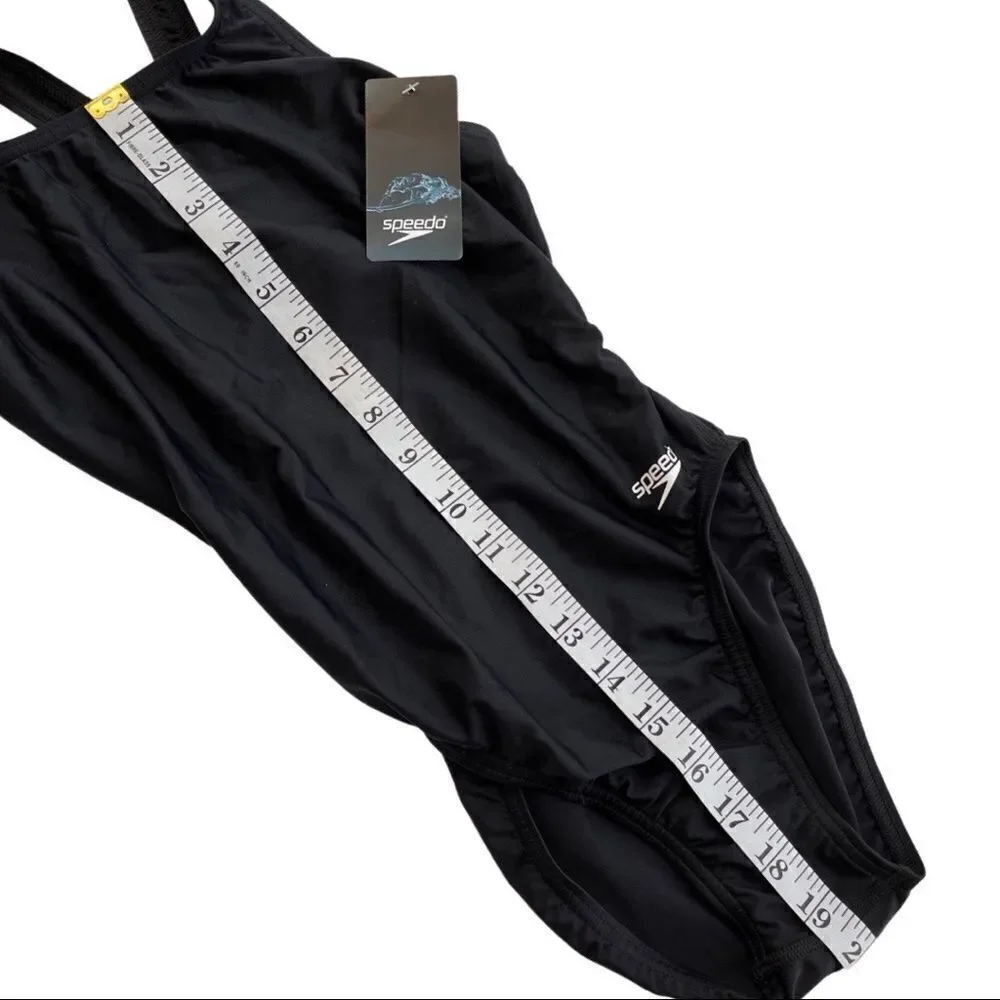 Speedo Moderate Ultraback PowerFLEX Performance Swimsuit • 32 • Black • NWT